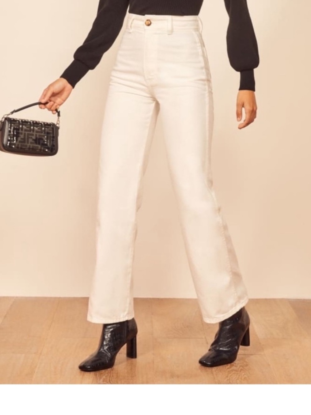 Reformation Wide Leg White Jean